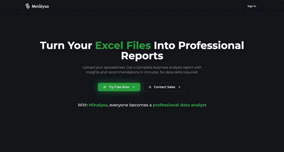 Minalysa homepage — return-report-craft